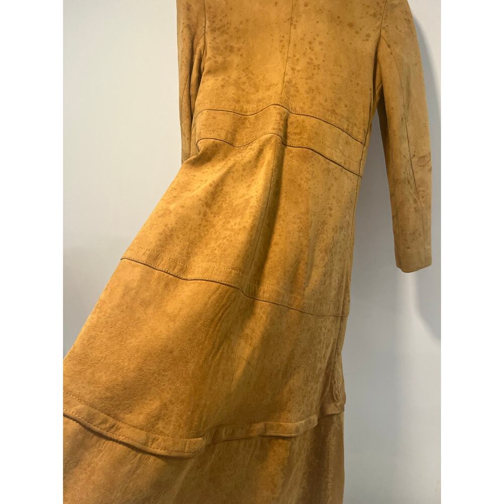 1970s RARE Vintage Leather Patchwork Trench Coat Removable Bottom Small JL - Picture 13 of 16